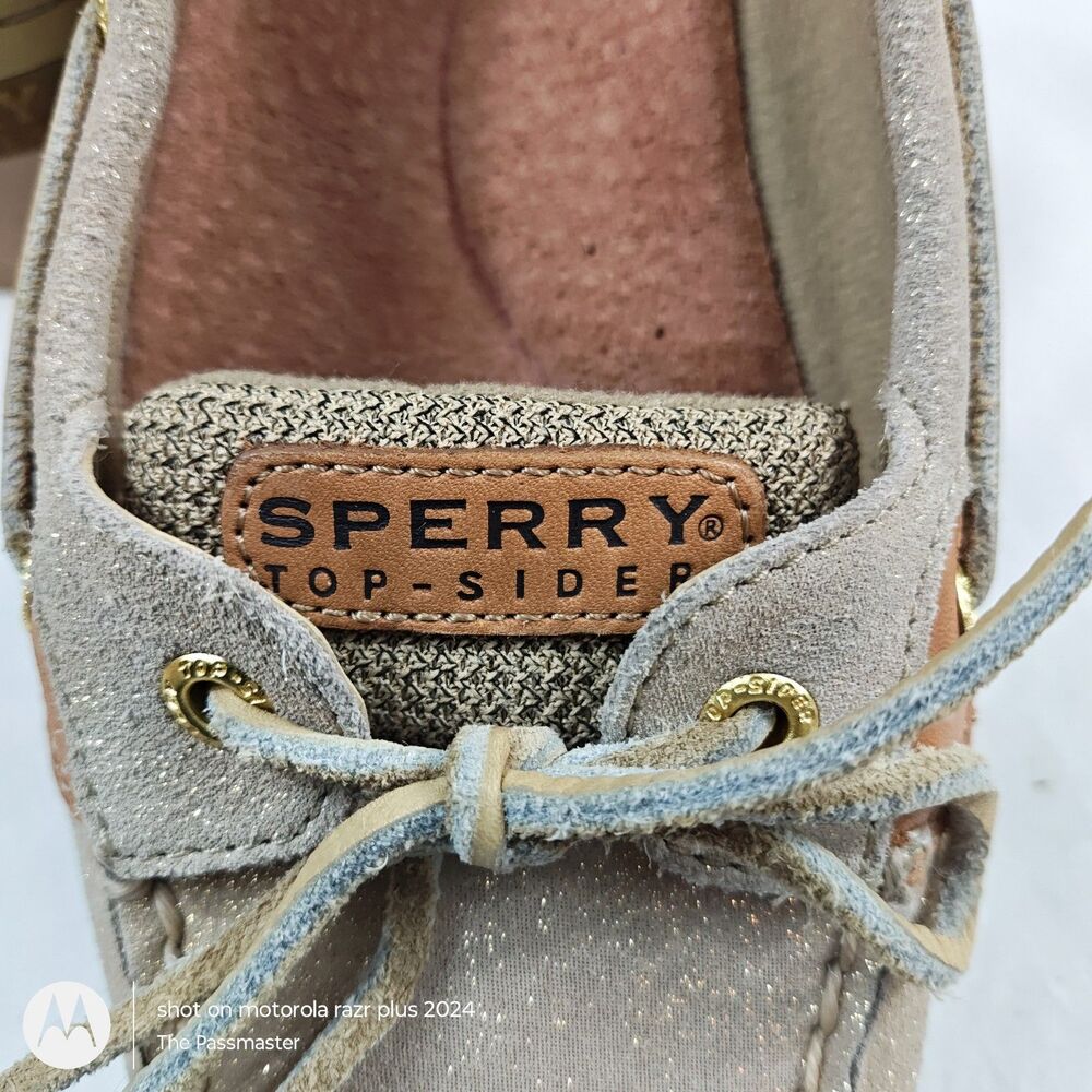Women's SPERRY Angelfish Cheetah Glittery Gold Slip-On Boat Shoes US Size 10 - Picture 6 of 8
